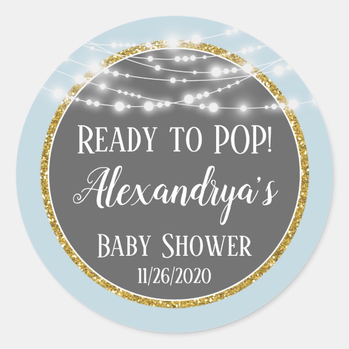 Blue Gold Ready To Pop Baby Shower Favor Tags Zazzle Com