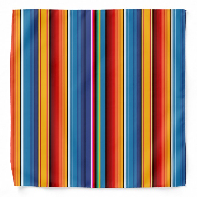 Blue Gold Red Mexican Sarape Bandana (Front)