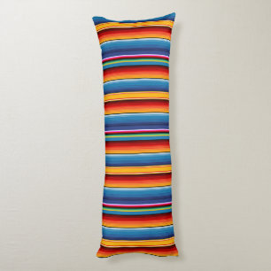 Blue Gold Red Mexican Sarape Body Pillow