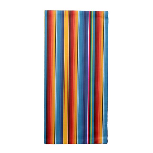 Blue Gold Red Mexican Sarape Cloth Napkin (Half Fold)