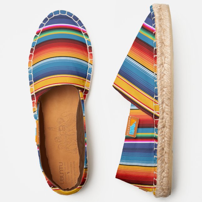 Blue Gold Red Mexican Sarape Espadrilles (Side)