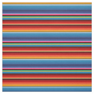 Blue Gold Red Mexican Sarape Fabric