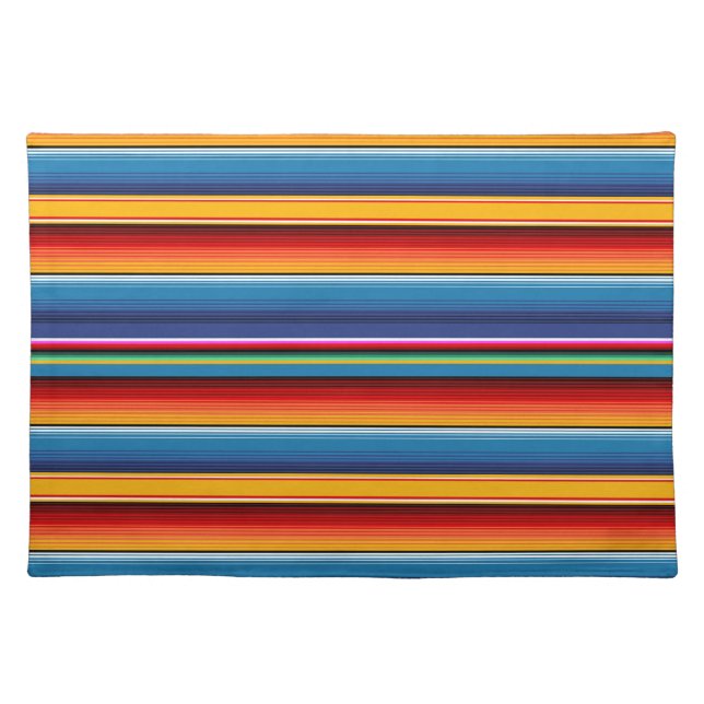 Blue Gold Red Mexican Sarape Placemat (Front)