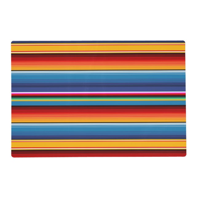 Blue Gold Red Mexican Sarape Placemat (Back)