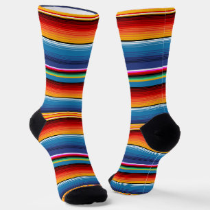 Blue Gold Red Mexican Sarape Socks