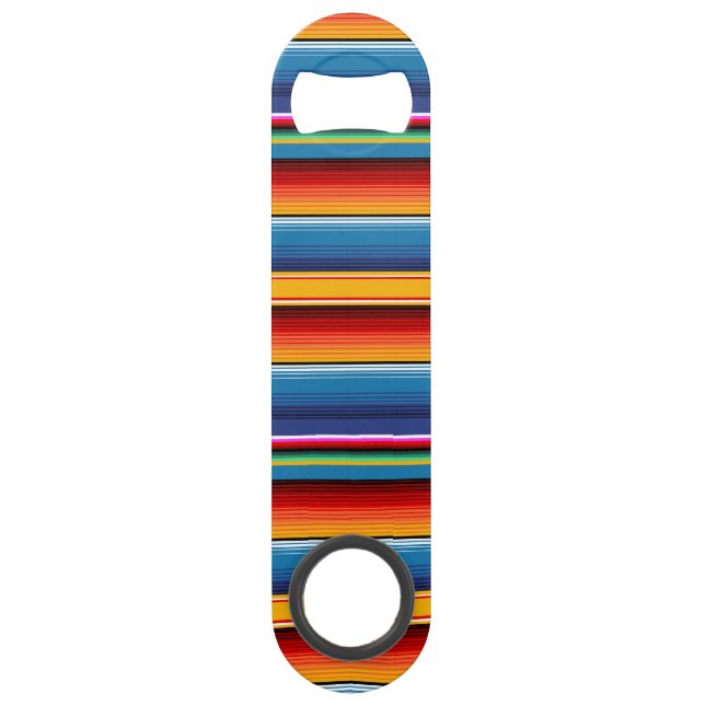 Blue Gold Red Mexican Sarape Speed Bottle Opener (Front)