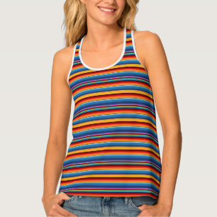 Blue Gold Red Mexican Sarape Tank Top