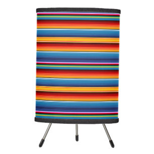 Blue Gold Red Mexican Sarape Tripod Lamp