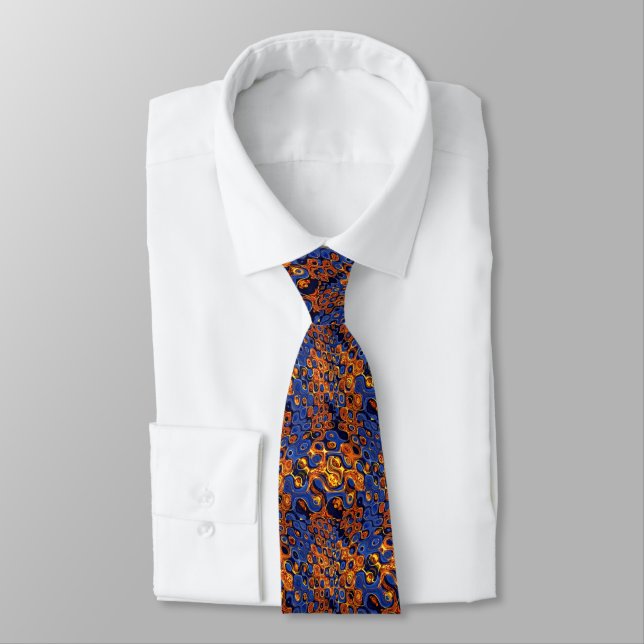 Blue & Gold Ripples Neck Tie (Tied)