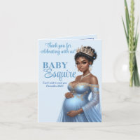 Blue & Gold Royal Baby Shower African American Mom