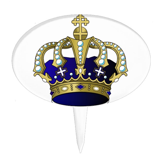 Blue & Gold Royal Crown Cake Topper (Front)