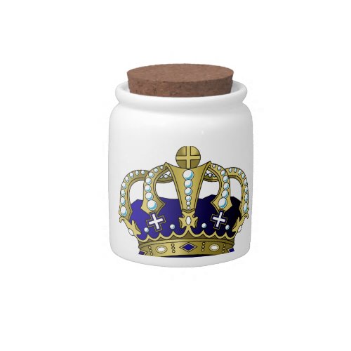 Blue  Gold Royal Crown Candy Jar