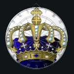 Blue & Gold Royal Crown Dartboard<br><div class="desc">Show off your royal side with this gold and blue crown!</div>