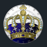 Blue & Gold Royal Crown Dartboard<br><div class="desc">Show off your royal side with this gold and blue crown!</div>