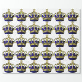 Blue & Gold Royal Crown Wrapping Paper (Flat)