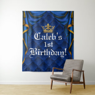 Blue & Gold Royal Elegant Birthday Party Backdrop