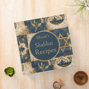 Blue Gold, Rustic Farmhouse Judaica Aesthetics  3 Ring Binder