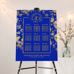 Blue & Gold School Class Reunion Seating Chart Foam Board