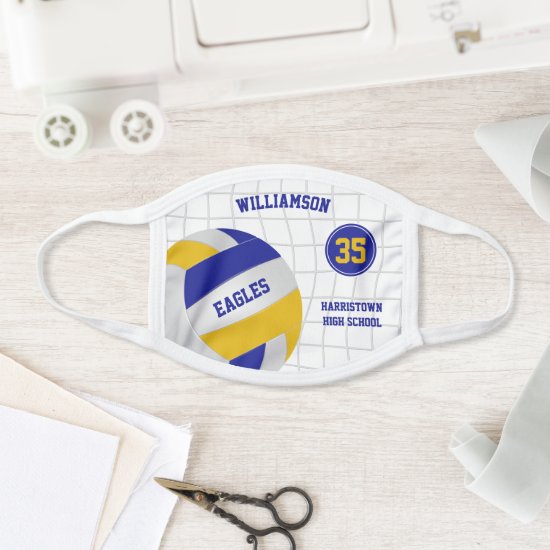 blue gold school club team colors volleyball face mask