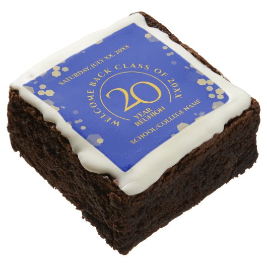 Blue & Gold School College Class Reunion Brownie (Angled)