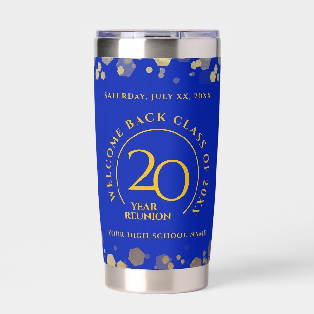 Blue & Gold School College Class Reunion Insulated Tumbler (Front)