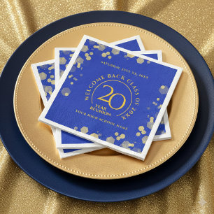 Blue & Gold School College Class Reunion Paper Dinner Napkins