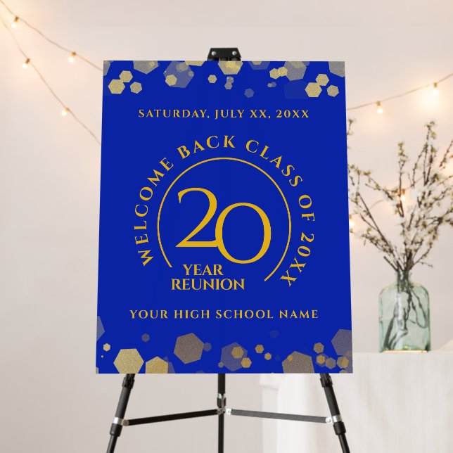 Blue & Gold School College Class Reunion Welcome Foam Board (In Situ (Stand))