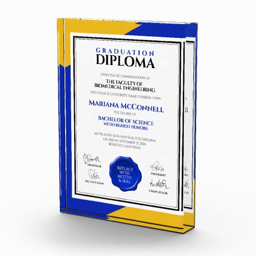 Blue Gold School College University Diploma Photo Block