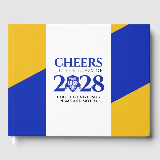 Blue Gold School College University Graduation  Guest Book (Front)