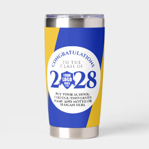 Blue Gold School College University Graduation Insulated Tumbler