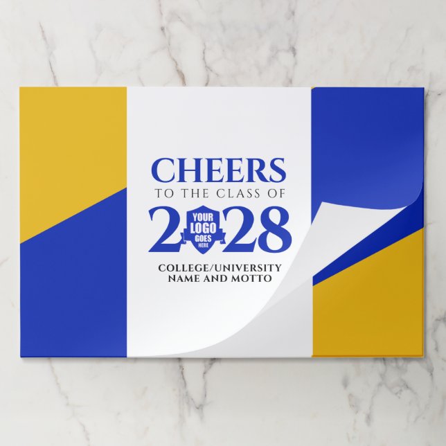 Blue Gold School College University Graduation Paper Pad (Folded)