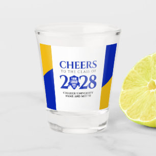 Blue Gold School College University Graduation Shot Glass