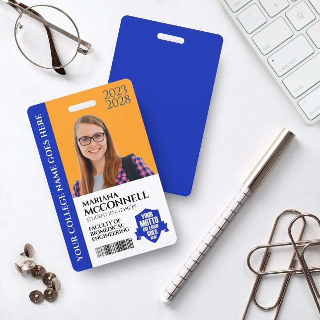 Blue Gold School College University Student ID Badge (Creator Uploaded)