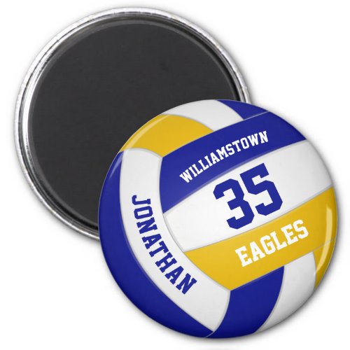 blue gold school colors team gifts volleyball magnet