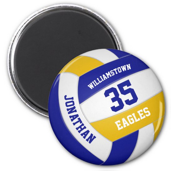 blue gold team colors volleyball magnet