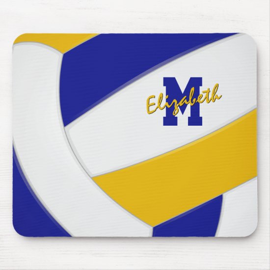blue gold school colors volleyball team spirit mouse pad