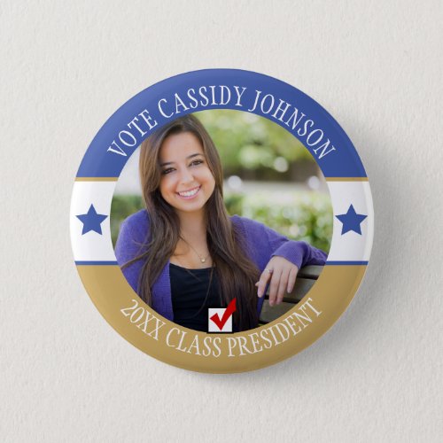 Blue  Gold School Election Student Body Vote Button