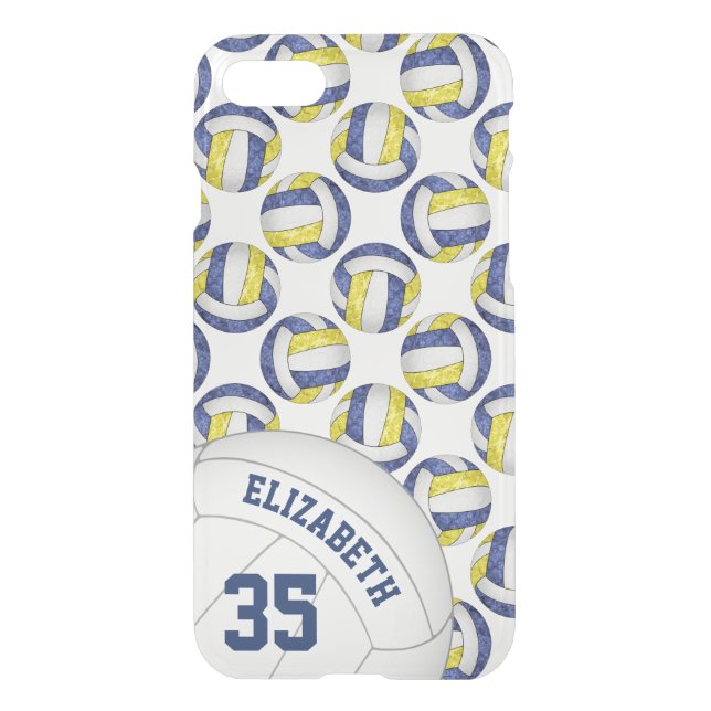 blue gold school team spirit girls' volleyball uncommon iPhone case (Back)