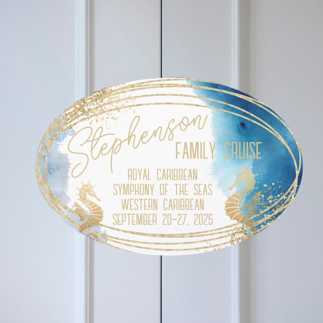 Blue Gold Seahorse Family Cruise Door Car Magnet (Creator Uploaded)