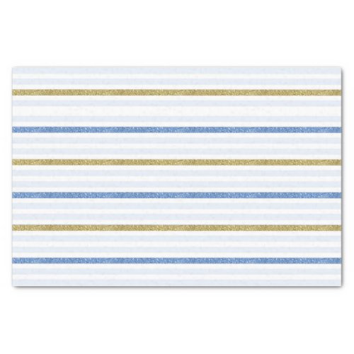 Blue  Gold Shimmer Glitter Stripes Stripe Tissue Paper