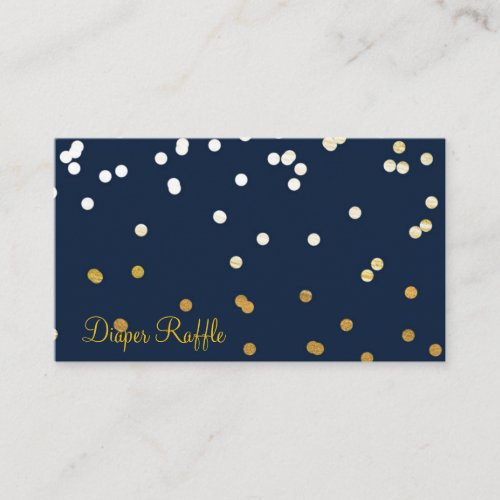 Blue  Gold Shiny Confetti Dots Diaper Raffle Enclosure Card