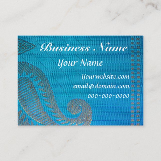 Blue & Gold Silk Paisley Cloth Business Card (Front)