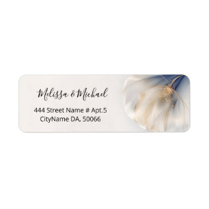 Blue Gold Smokey Flower    Wedding Label