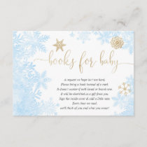 Blue gold snowflake boy baby shower book request e enclosure card