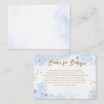 Blue Gold Snowflakes Baby Shower Book Request  Enclosure Card