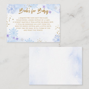 Blue Gold Snowflakes Baby Shower Book Request Enclosure Card