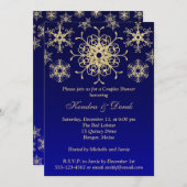 Blue, Gold Snowflakes Couples Shower Invite (Front/Back)