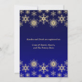 Blue, Gold Snowflakes Couples Shower Invite (Back)