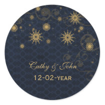 blue gold Snowflakes wedding favor stickers