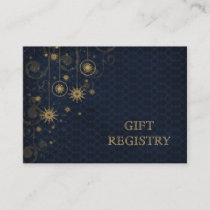 blue gold Snowflakes wedding gift registry Enclosure Card
